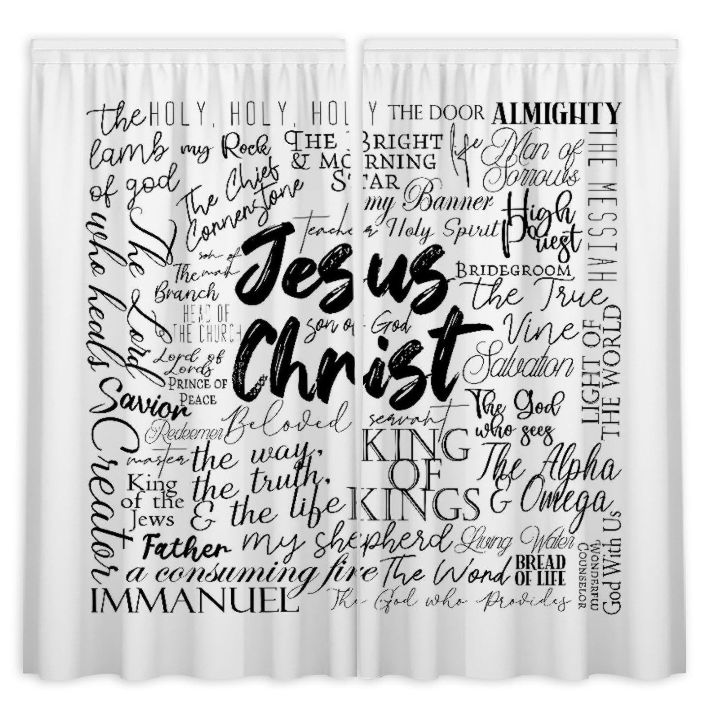 Funnytree Bible Window Curtains Bible Drapes Bedroom Home Room Decor Durable Fabric Machine Washable 82" X 84" SC00332-013