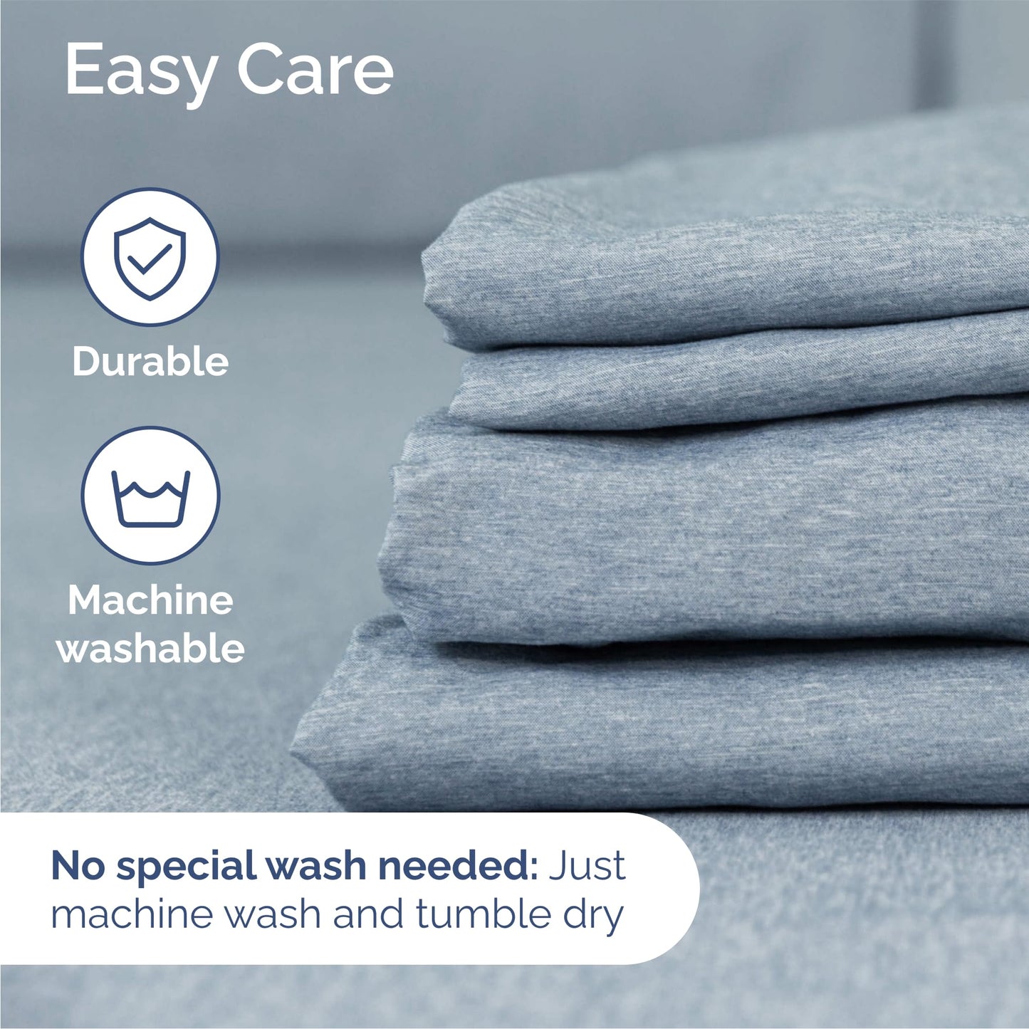 Queen Size 4 Piece Sheet Set - Comfy Breathable & Cooling Sheets - Hotel Luxury Bed Sheets for Women & Men - Deep Pockets, Easy-Fit, Soft & Wrinkle Free Sheets - Heathered Blue Oeko-Tex Bed Sheet Set