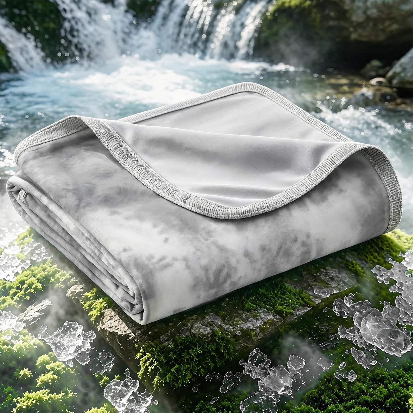 EMME Cooling Blanket Twin Size (60"x80") for Hot Sleepers, Arc-Chill Q-Max 0.45 Cool Fiber, Lightweight Summer Blanket for Night Sweats Relief, Ultra Breathable for Travel Outdoor, Grey