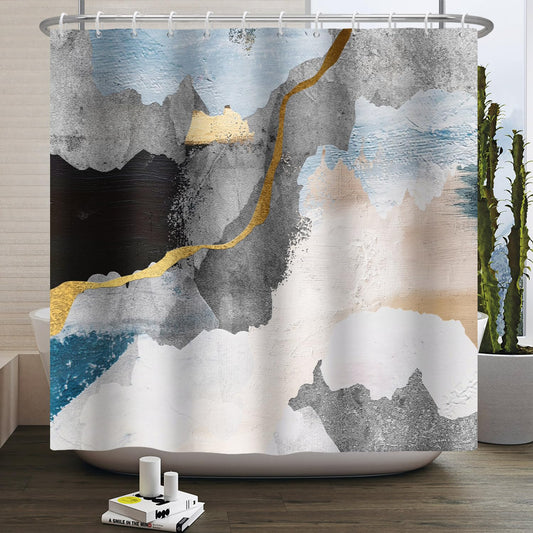 Xiazhilaio Abstract Art Shower Curtain with Hooks – Modern Artistic Decorative Curtain for Bathroom Shower, Neutral & Scandinavian Style Bath Tub Curtain Waterproof Washable, 71x74 Inch