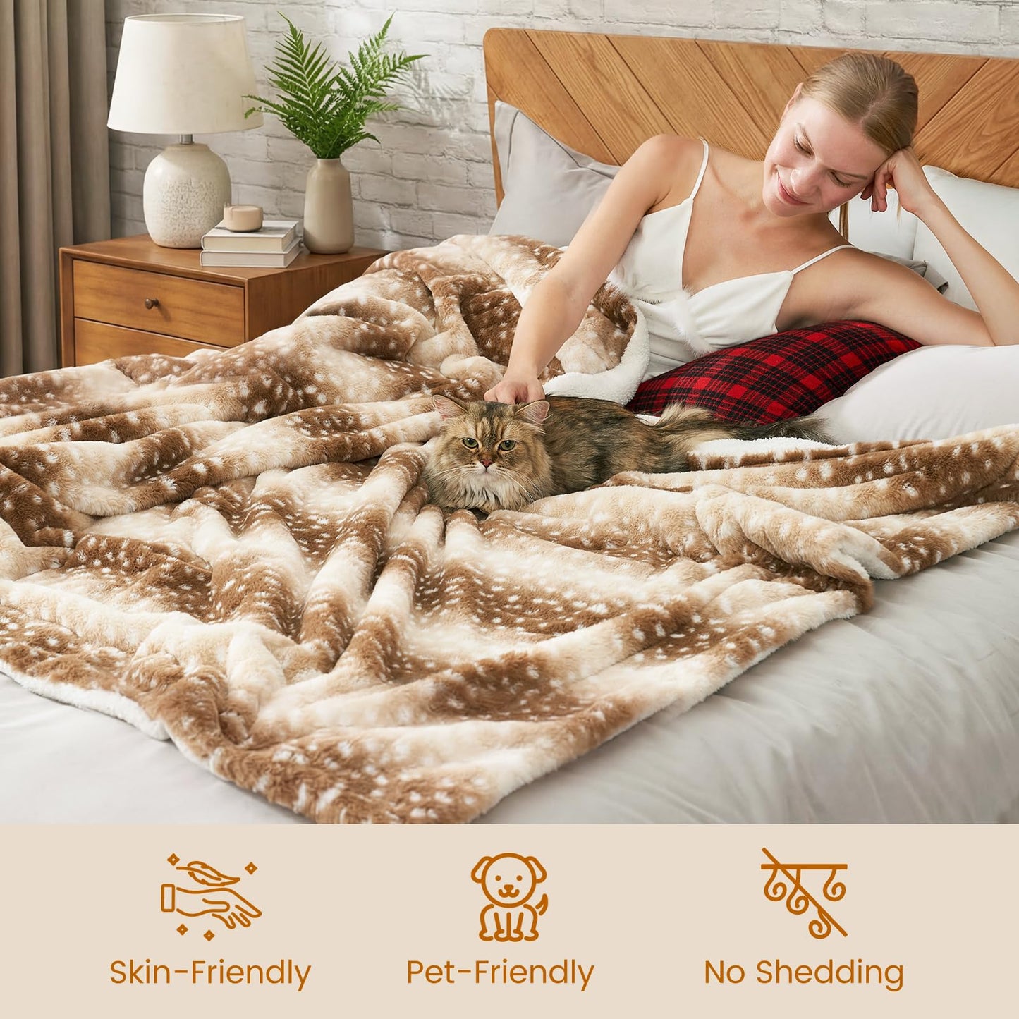 Cozy Bliss Luxury Faux Fur Throw Blanket Animal Striped Print, Non Shedding Double Sided Sherpa Blankets Super Soft Fluffy Thick Warm Throws Home Decor for Couch Bed Sofa Women (Brown, 50x60 Inches)
