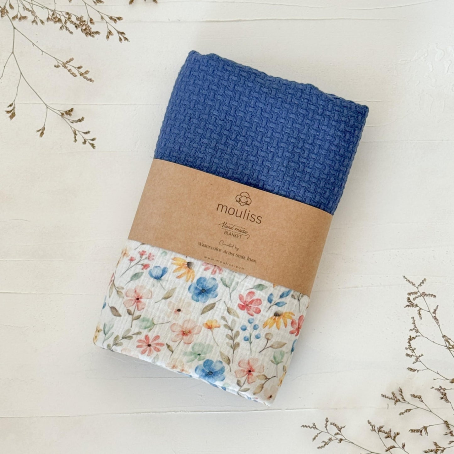 Mouliss Personalized Baby Blanket with Name – Handmade 100% Organic Cotton Newborn Gift | Custom Knit Blanket for Boys, Girls, Kids & Baby Showers