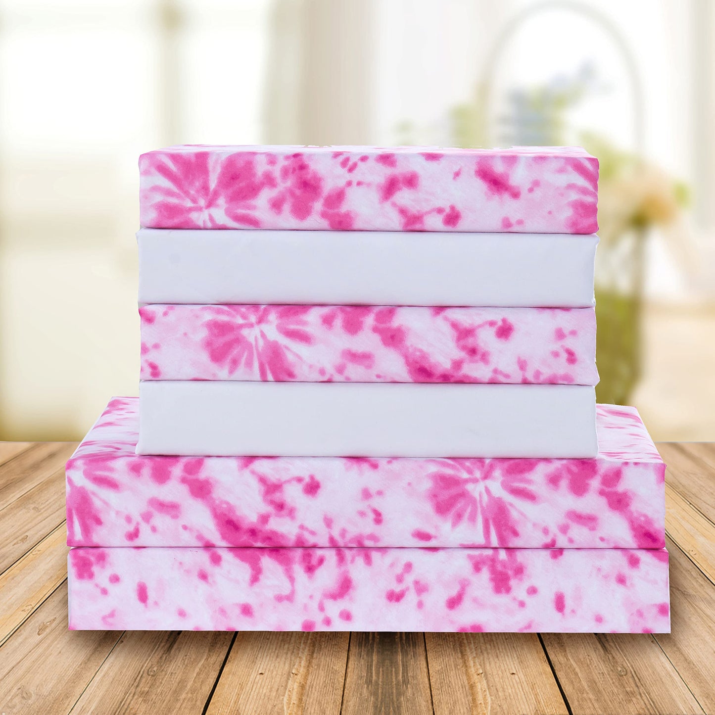 Elegant Comfort Luxury Soft Bed Sheets Tie Dye Pattern 1500 Thread Count Percale Egyptian Quality Microfiber Softness Wrinkle and Fade Resistant (4-Piece) Bedding Set, Twin XL, Tie Dye Hot Pink