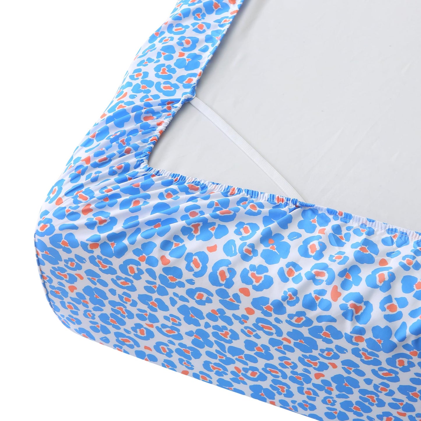 Mooreeke Leopard Cheetah Printed Twin Bed Sheets, Soft Microfiber Bedding Sheets & Pillowcases, Deep Pocket Non-Slip Fitted Twin Sheet, Blue Animal Pattern Bedsheets