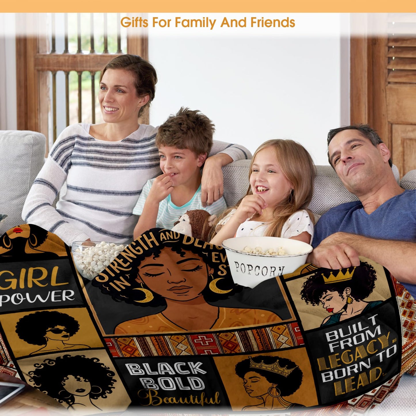 Hohoto Black Queen Throw Blanket, Birthday for Black Women Girls Teens, Soft Cozy Blanket for Couch Sofa Bed, Lightweight Warm Decorative Throw for Living Room Bedroom,50"x60"