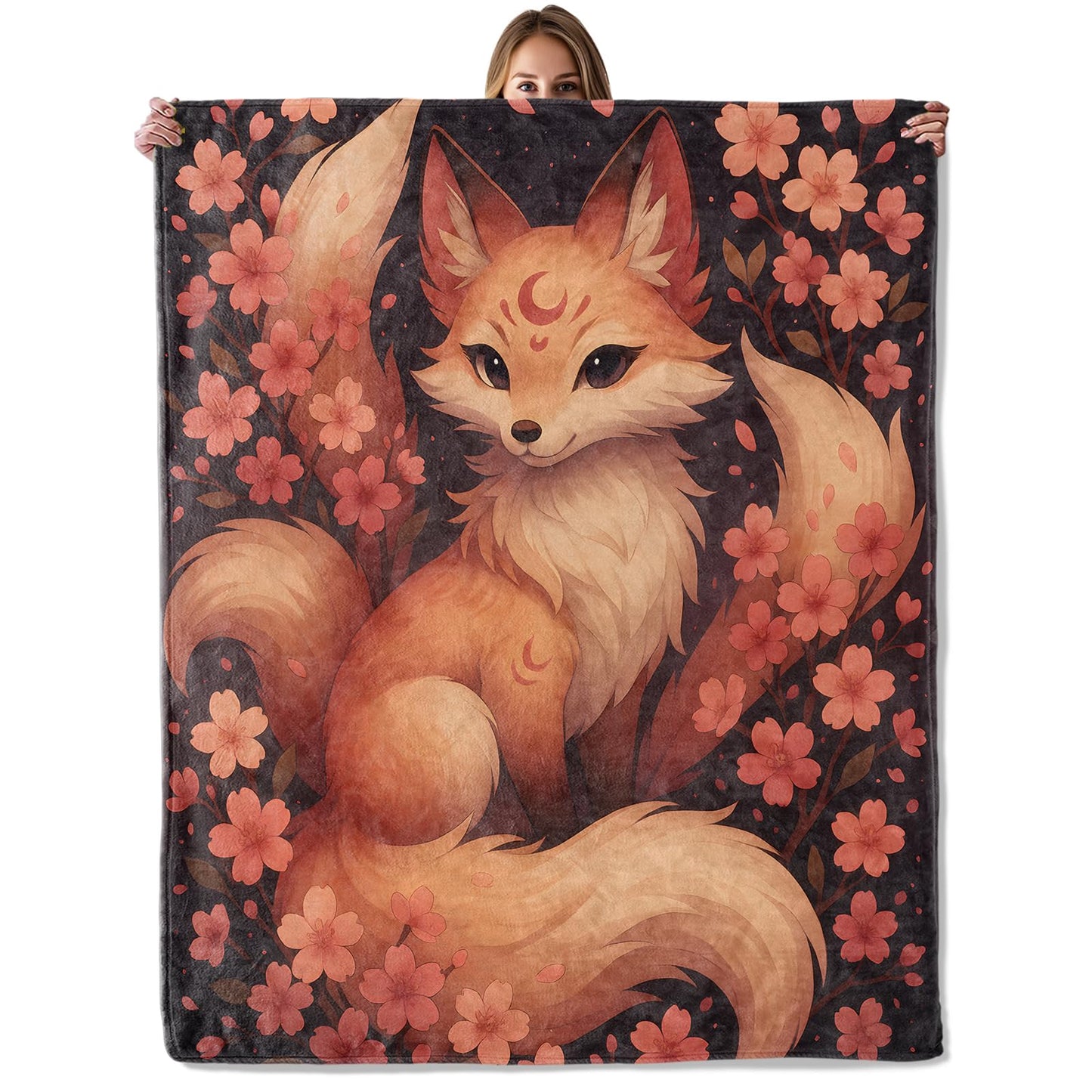 Fox Throw Blanket for Adutls Kids, 50x60 in, Cozy Soft Warm Fleece Blankets Gifts for Couch, Camping, Hiking Decor