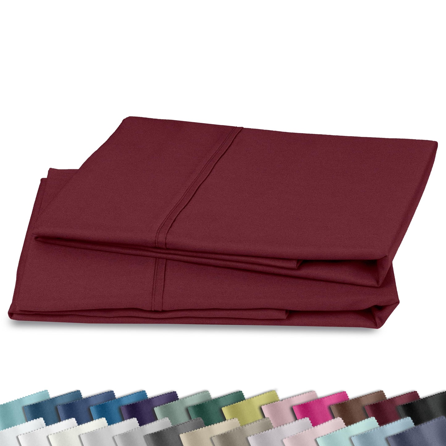California Design Den Standard Queen Size Pillowcase Set - 400 Thread Count, 100% Cotton Sateen, Set of 2 Pillow Covers, Soft and Breathable - Burgundy Red