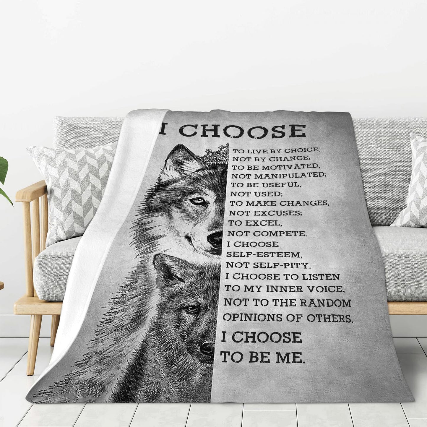 banonaty Wolf Blanket Wolfs Throw Blankets Black and White Wolf Gifts for Men Women Adults Boys Girls Fleece Flannel Blanket Plush Bedding for Couch Sofa Bed Room Decor 40"X50"