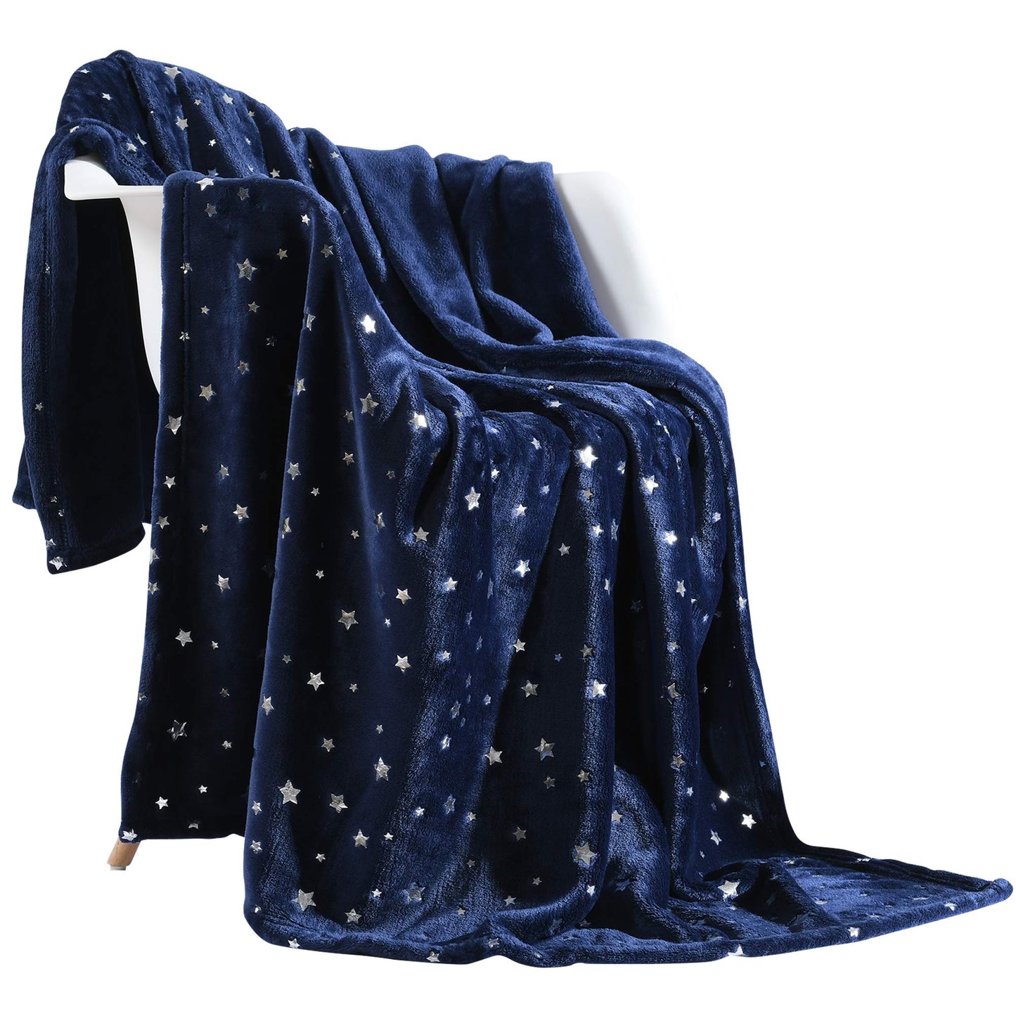 NANPIPER Throw Blanket, Ultra Soft Thick Microplush Bed Blanket, All Season Premium Fluffy Microfiber Fleece Throw for Sofa Couch (Twin Size 65"x80", Navy Blue)