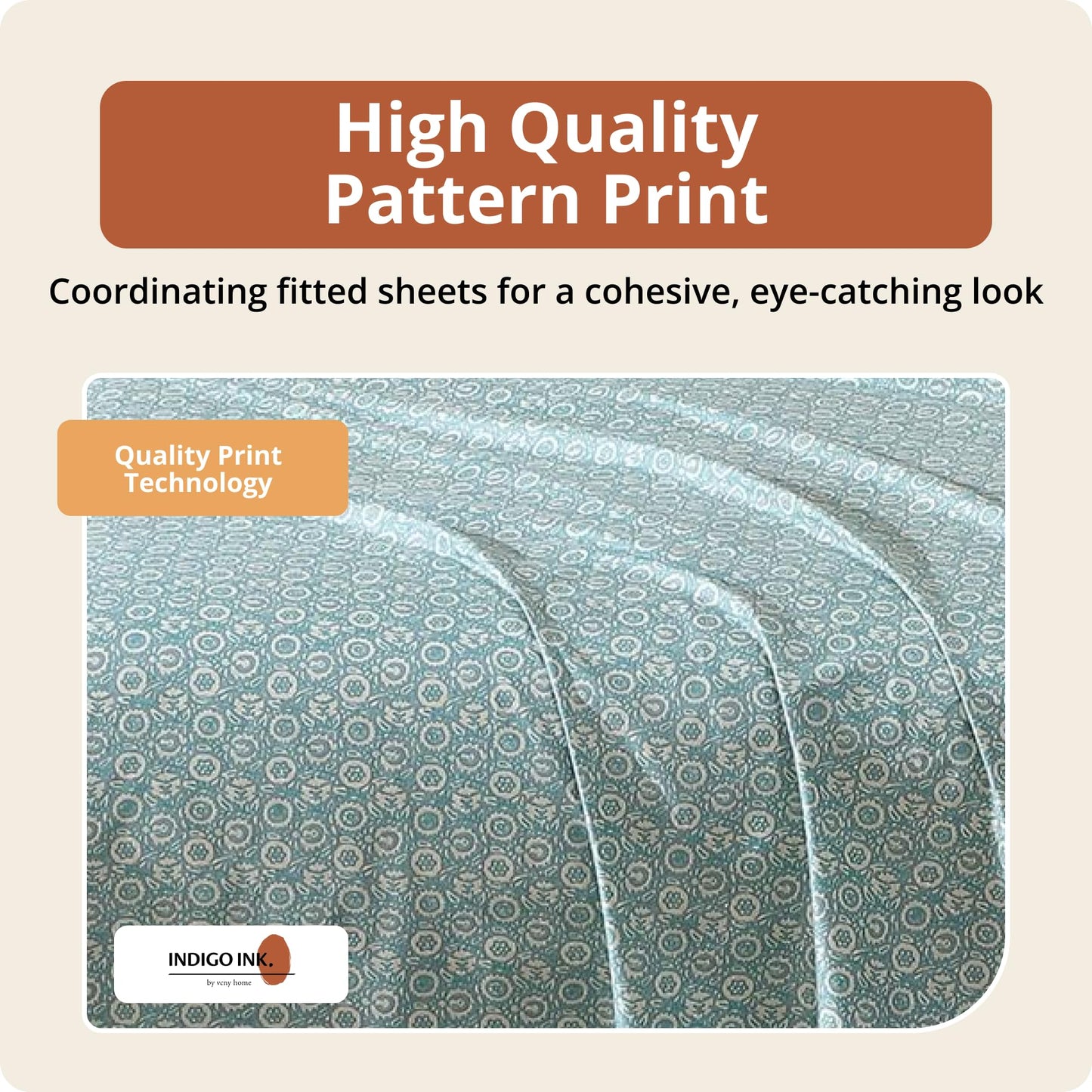 Indigo Ink Queen Size 4-Piece Sheet Set - Fitted & Flat Sheets & Pillowcases, Medium Weight, Soft & Breathable, Durable & Wrinkle Resistant, Deep Pocket Sheets, Jacobean Oasis Collection, Green