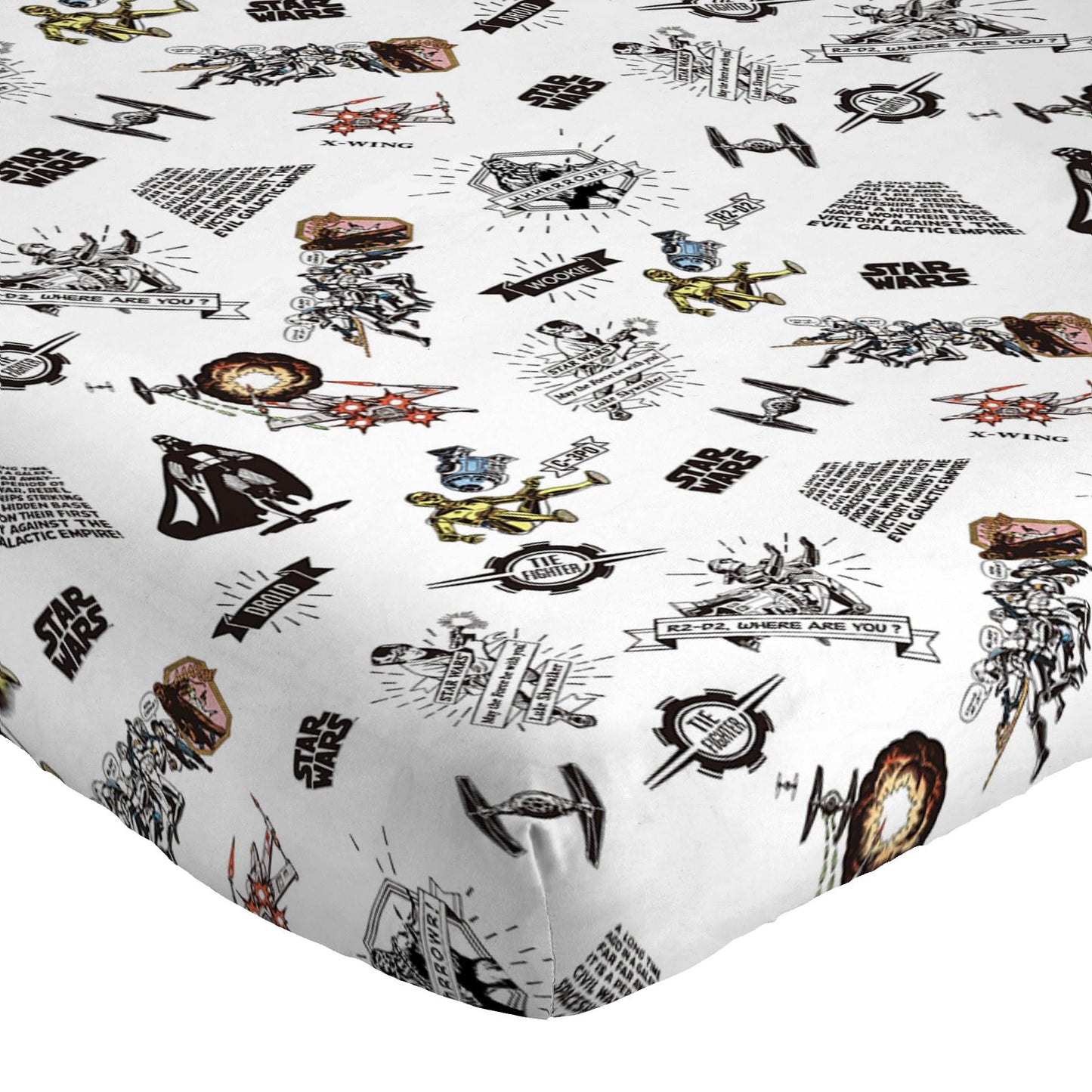 Jay Franco Kids Sheet Set with Fitted, Flat Sheets & Pillow Cover - Ultra-Soft Bedding with Pillowcase for Room Decor, White - Star Wars, 4 Piece Queen