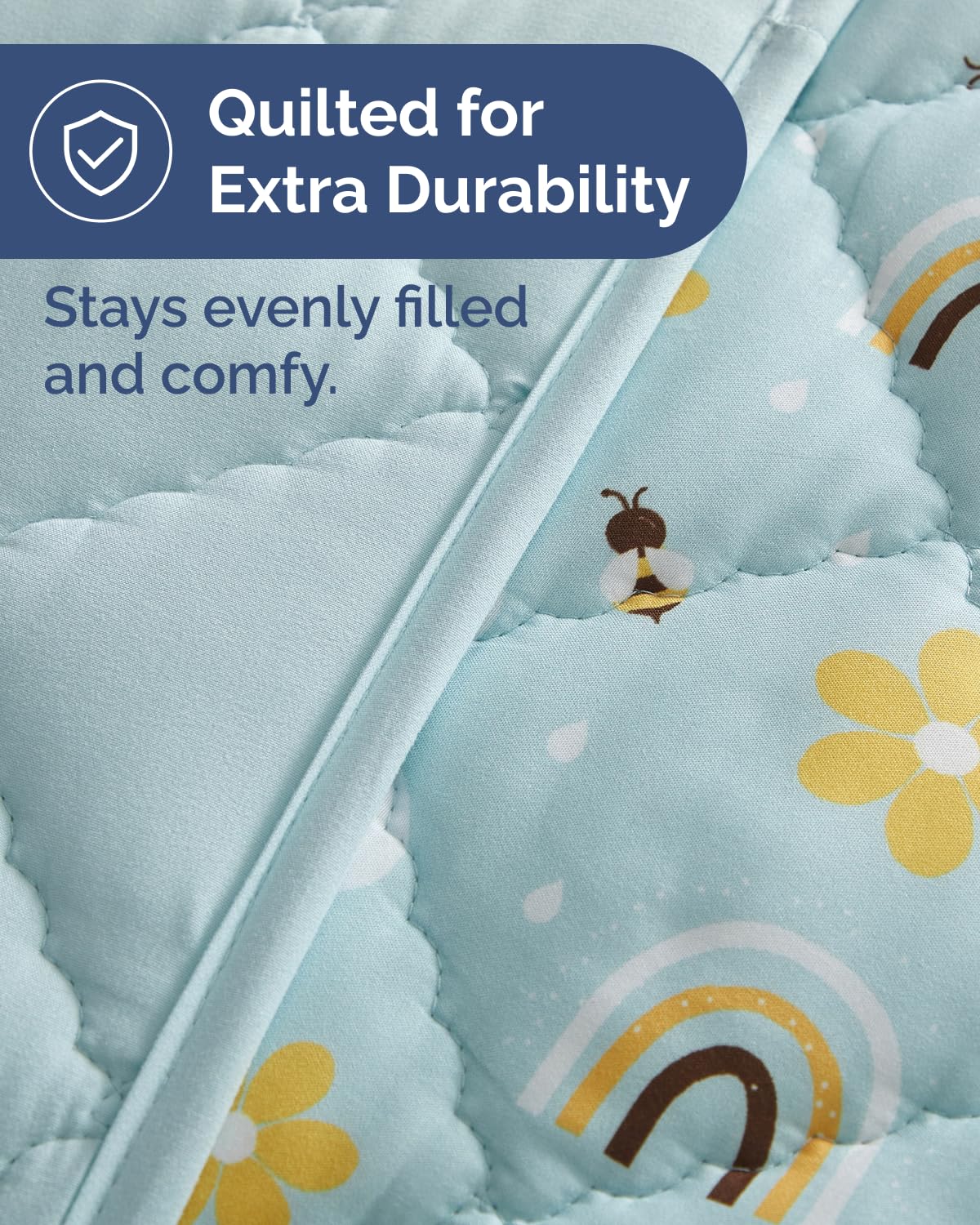 Rainbow Toddler Comforter - Down Alternative Toddler Microfiber Comforter - Lightweight & Warm Baby Quilt Blanket - Soft & Breathable - Kids Duvet Insert for Crib & Stroller - Machine Washable - 39x47
