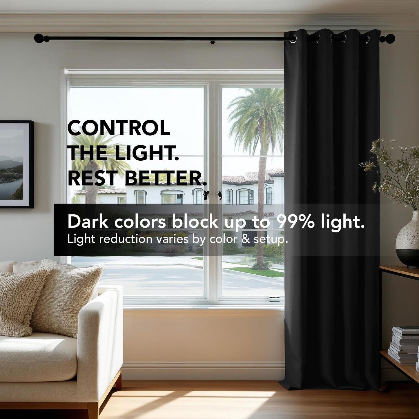 Deconovo Blackout Curtains for Bedroom, Thermal Insulated Room Darkening Grommet Window Drapes, Black, 42W x 63L Inch, Pack of 2 for Living Room & Nursery Privacy Panels