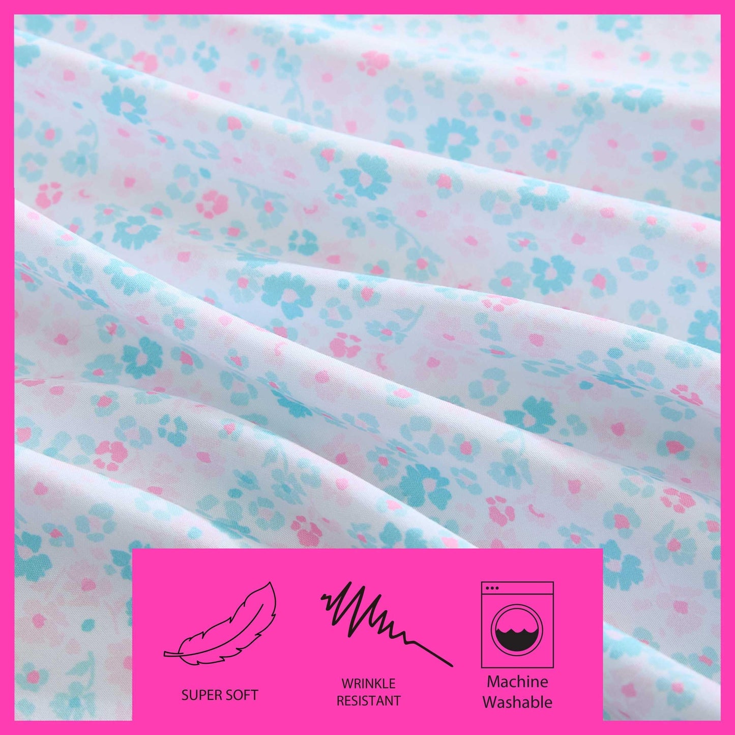 Betsey Johnson - Queen Size Sheet Set, Ultra-Soft Bedding with Smooth Feel, Deep Pockets, Bed Sheets with Matching Fitted Sheet & Pillowcases (Leopard Rosettes Pink)