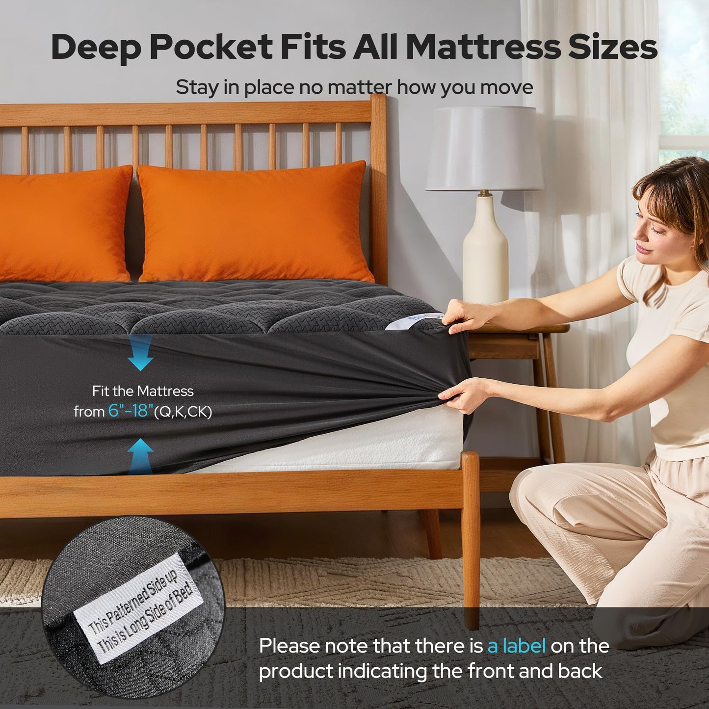 BEDLORE Waterproof King Mattress Pad, Breathable Mattress Protector with 6-18 Inch Deep Pocket, Quilted Fitted Mattress Topper Bed Cover, Noiseless & Machine Washable