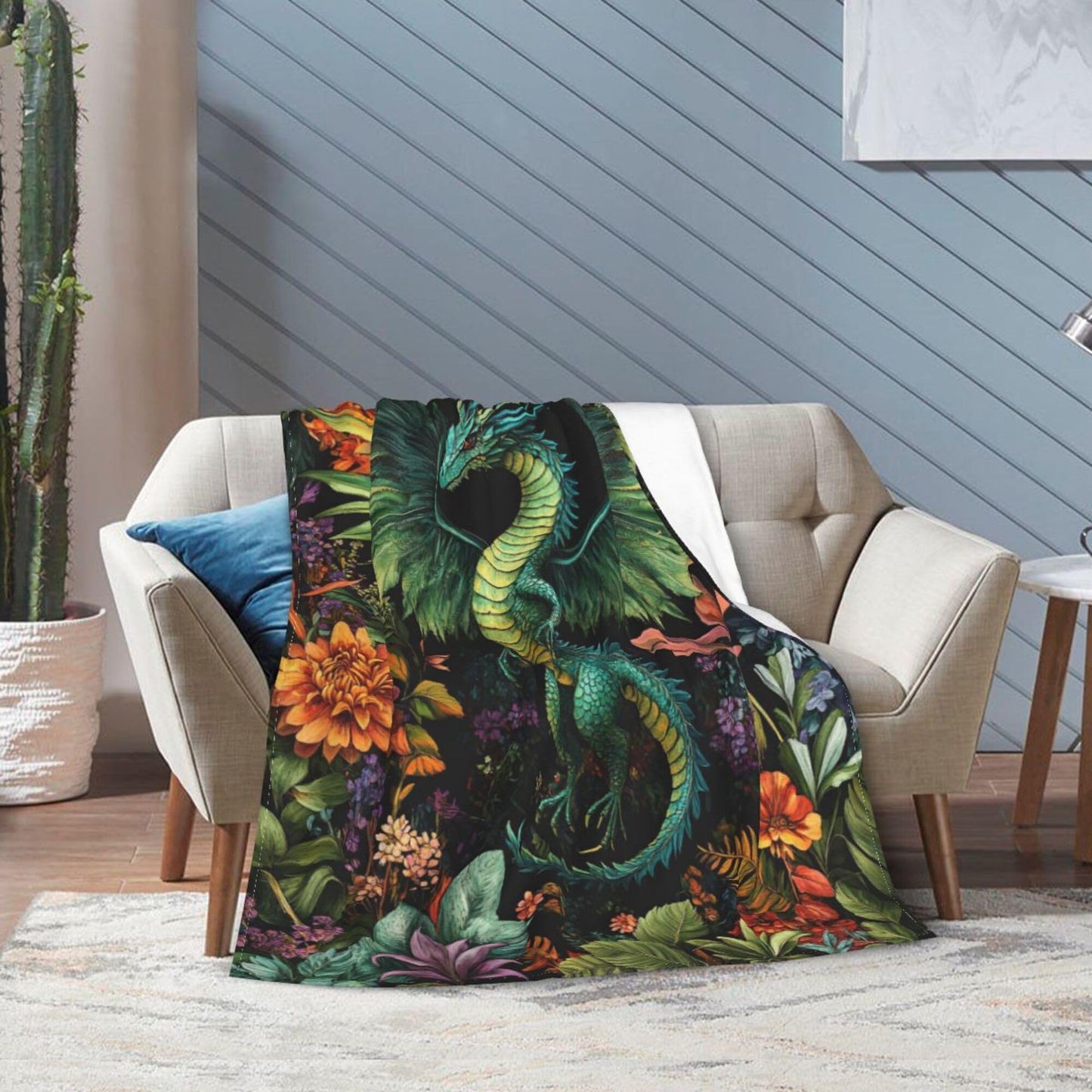 Dragon Blanket Dragon Decor Cozy Animal Throw Super Soft Plush Flannel Fleece Blanket Gift for Kids Adults Men Women Ultra Warm & Lightweight Flannel, 50"X40"