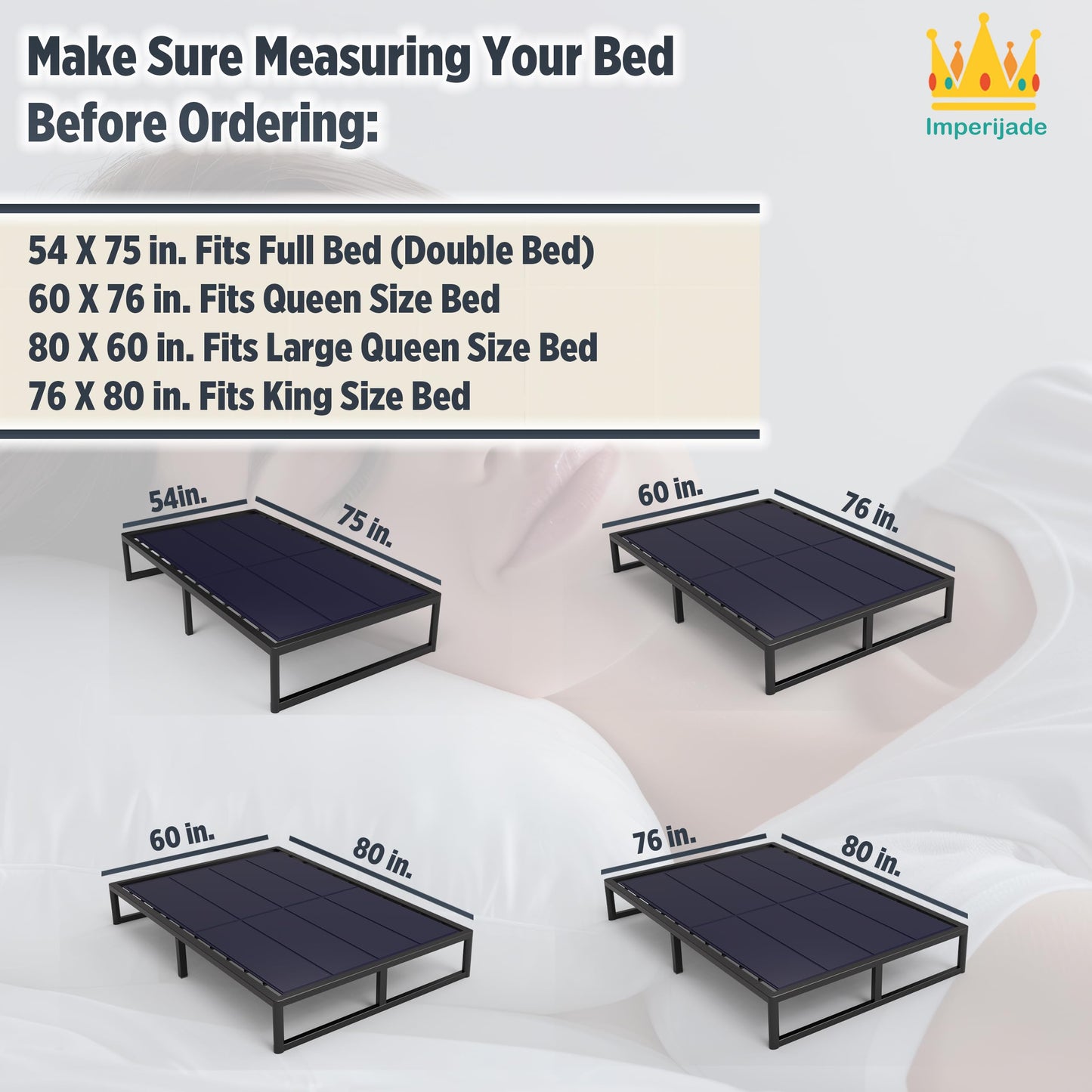 Imperijade 10mm Bunkie Board (54”x75”Full Size) Lightweight Design | Low Profile Bed Support, Breathable, Noise Minimizing, Moisture Resistant | Folding Box Support Board | Split Fully Assembled