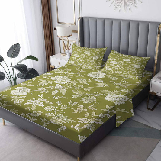 NOGAWA Sage Green Botanical Sheets Queen Size, Floral Flower Bed Sheets, Patterned Bedding Sheets & Pillowcases 4 Piece Set - Soft Microfiber Deep Pocket Fitted Sheet & Flat Sheet & 2 Pillow Cases