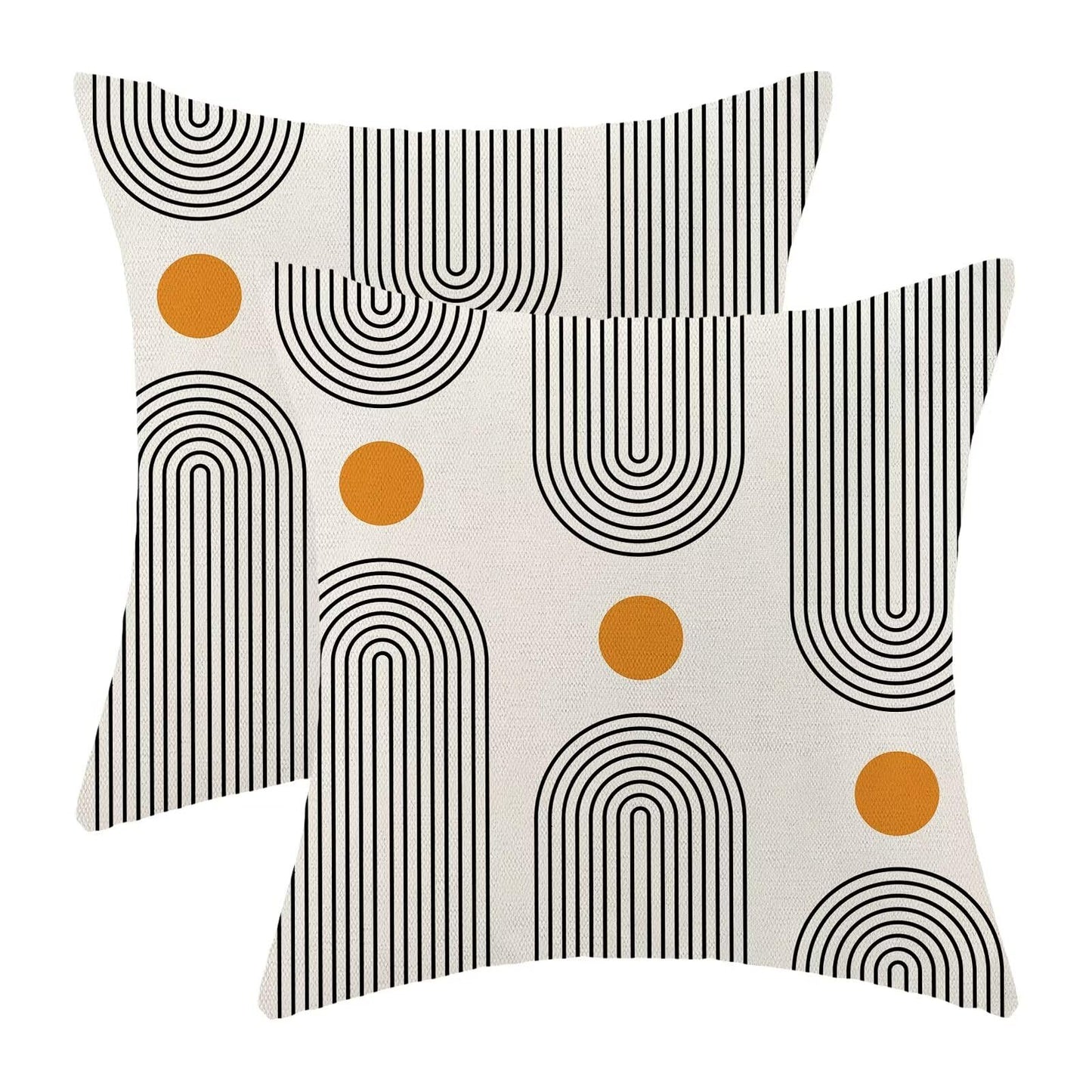 Jecuwo Boho Mid Century Pillow Covers 18x18 Set of 2, Abstract Simple Sun Arch Decorative Throw Pillowcase Boho Modern Outdoor Farmhouse Cushion Cover for Sofa Couch Bed Living Room Decor