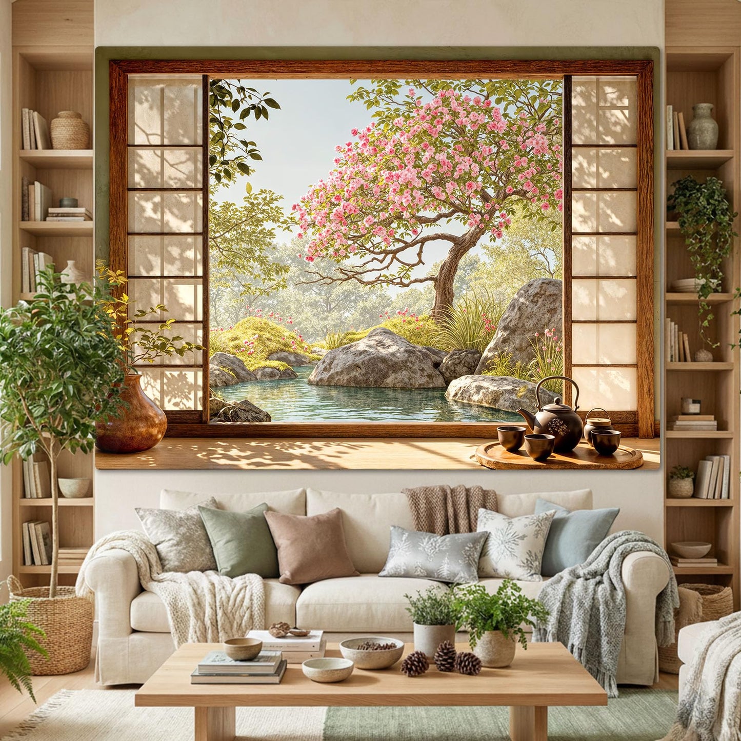 Lifeel Japanese Scenery Tapestry, Aesthetics Nature Landscape Tapestries, Asian Home Decor for Bedroom Meditation Room Living Room, 36x48 inches