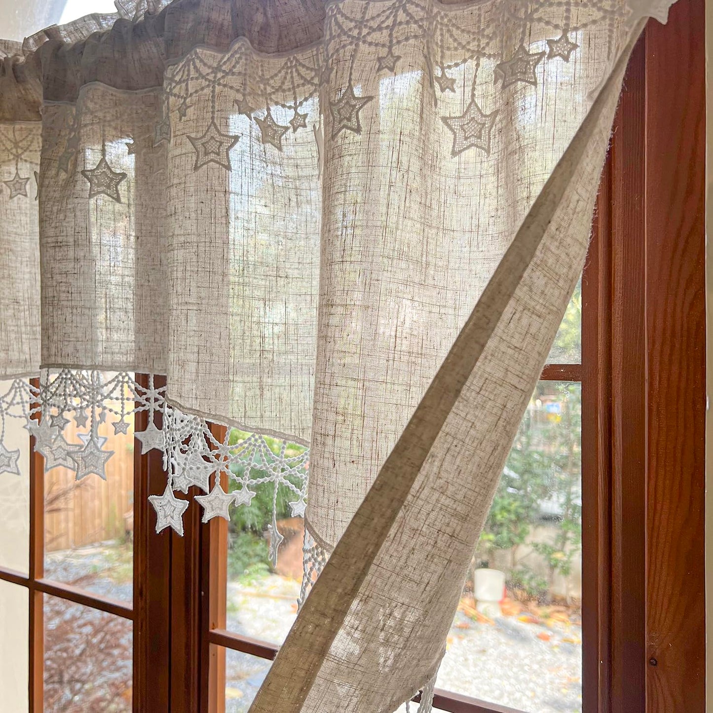 AiDamai Swag Curtain with Star Trim Arched Doorway Curtain 1PC W59 x L26