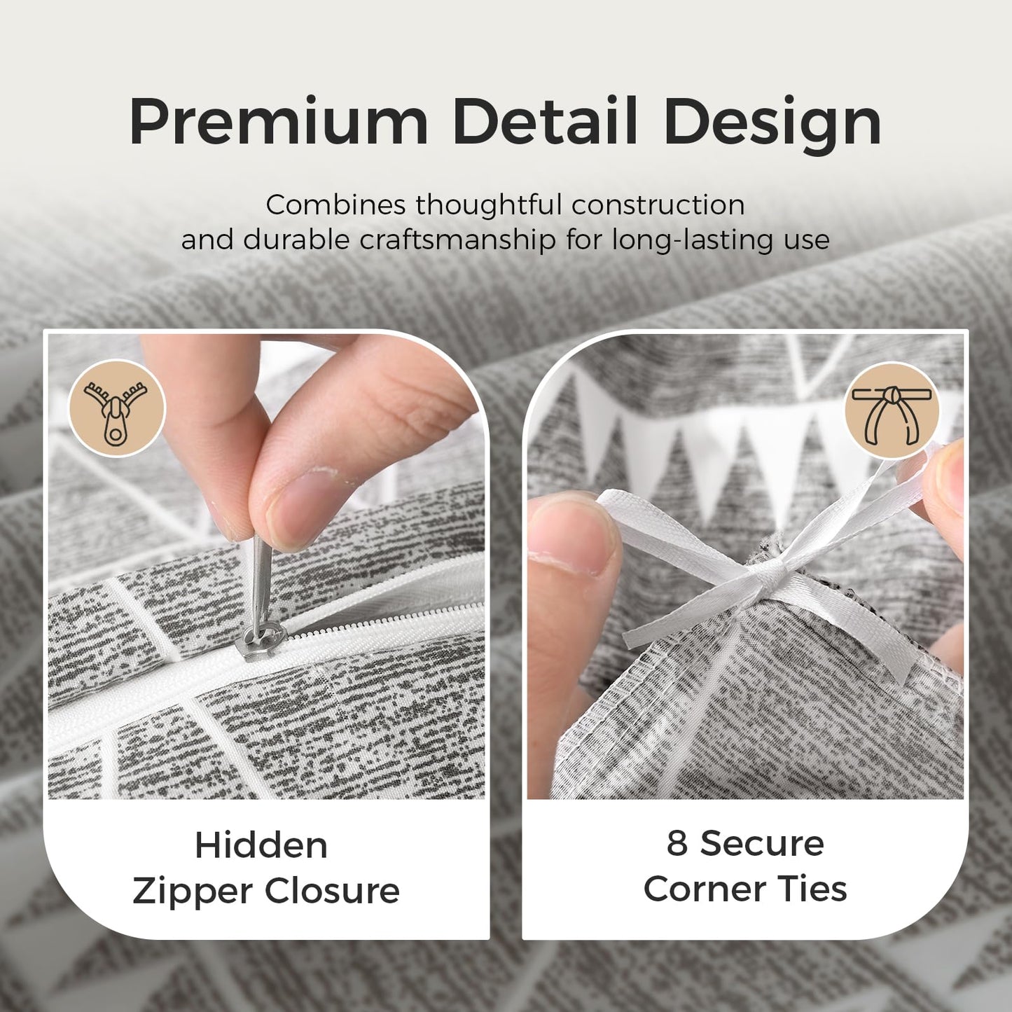 Lekesky Duvet Cover King Size, Grey Breathable Comforter Cover King Size 3pc Ultra Soft Brushed Bedding Duvet Cover Set with Zipper Ties (1 Duvet Cover 104x90 inches with 2 Pillow Cases)