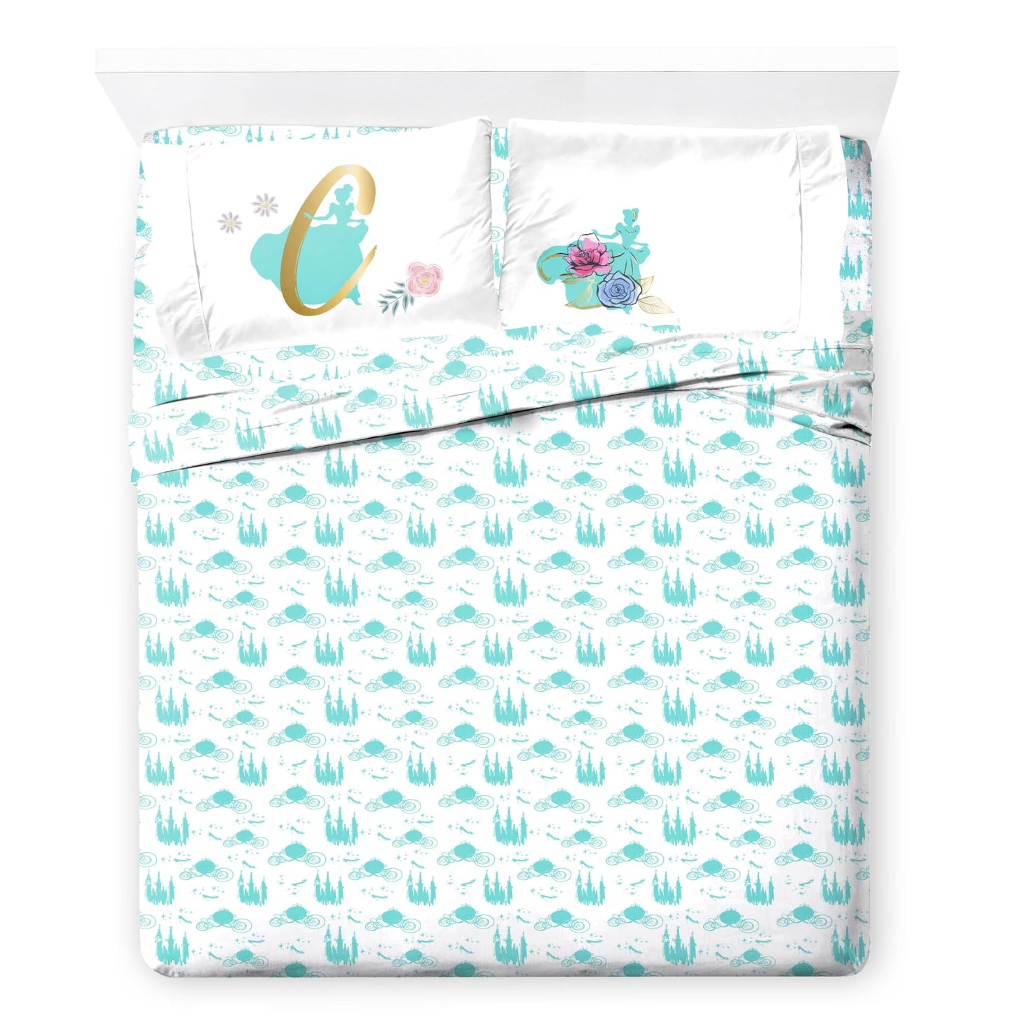 Jay Franco Kids Comforter Set Includes Sheets and Pillow Covers - Soft and Cozy Bed Set for Stylish Room Decor, Official Licensed Bedding, Blue - Princess Cinderella, 7 Piece Full