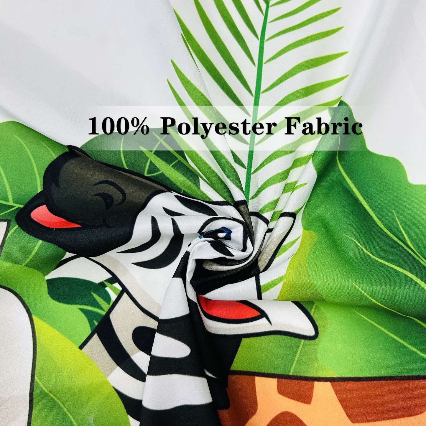 YUANZU Animal Curtains Rod Pocket Kids Boys Girls Forest Giraffe Lion Elephant Monkey Zebra Rhinoceros Jungle Zoo Print Pattern Window Drapes for Nursery Baby Bedroom Playroom W42 x L63 Inch 2 Panels