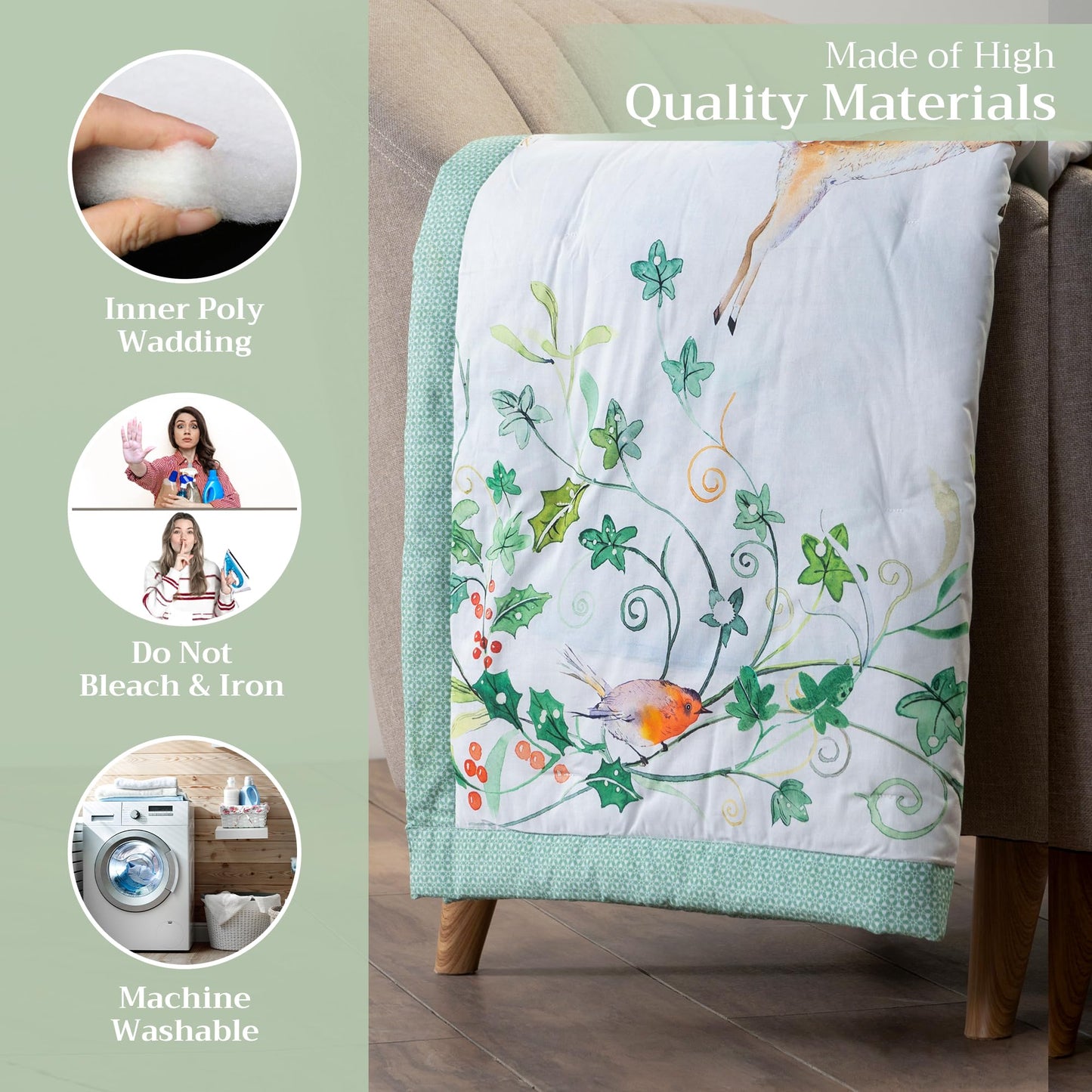 Maison d' Hermine Throw Blanket for Couch Lightweight Soft Warm Breathable Cotton Throw Blankets for Bed Girls Boys Women Men Gift Sofa Travel Living Room Spring Summer (Snowy World, 60" X 80")