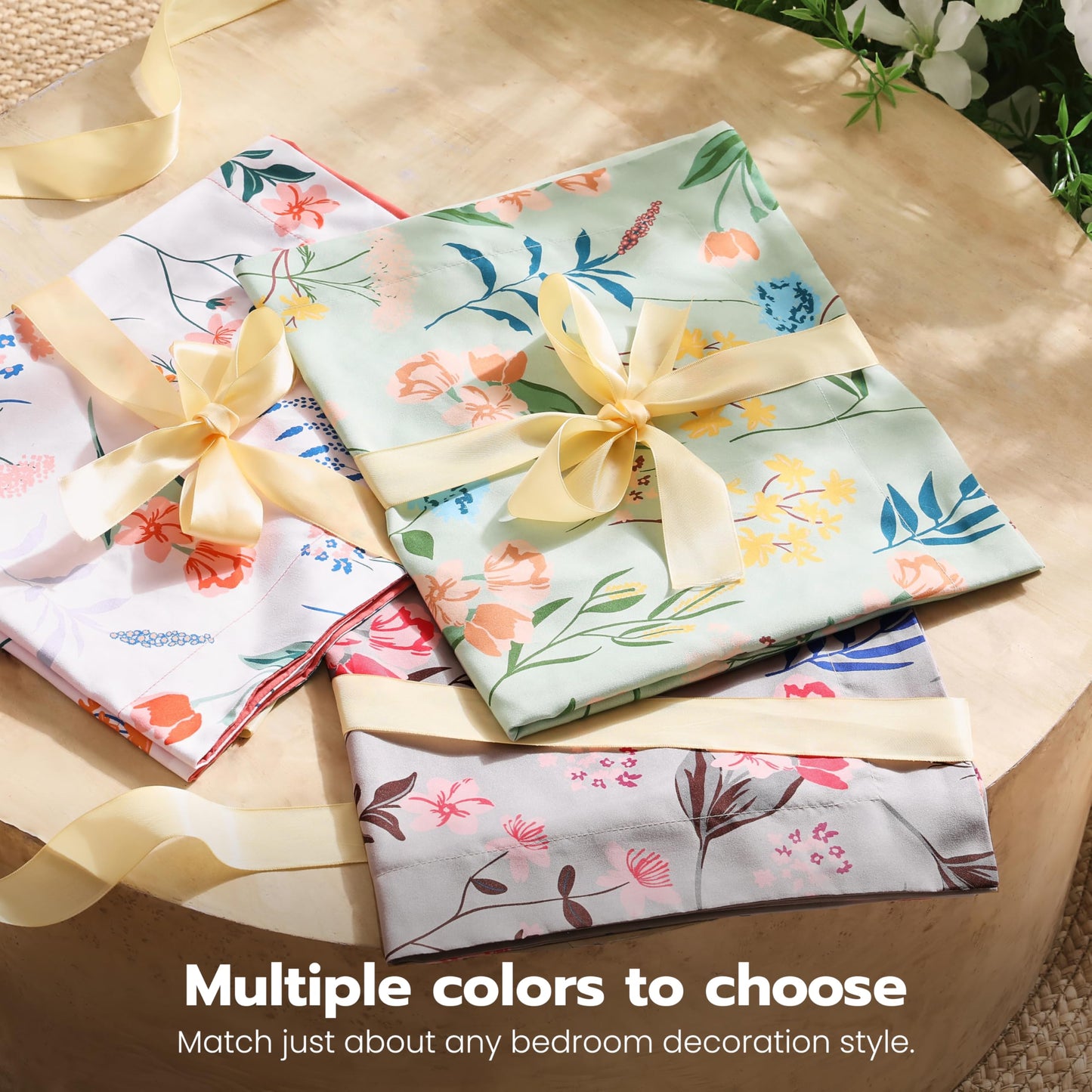 Joiedomi Floral Twin Comforter Set Light Green Bedding Set - 2 Pieces Twin Bed in a Bag with 1 Soft Reversible Botanical Flowers Leaves Comforter and 1 Pillow Sham