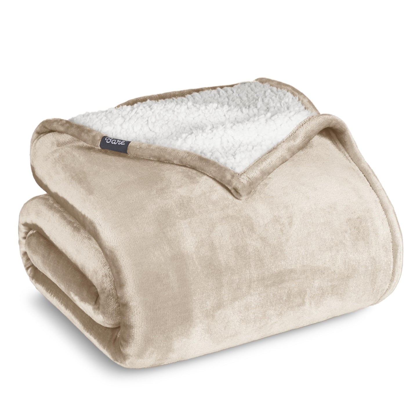 Bare Home Sherpa Fleece Blanket - Twin/Twin Extra Long - Blanket for Bed, Sofa, and Couch - Warm & Lightweight - Fluffy & Soft - Reversible (Twin/Twin XL, Oyster)