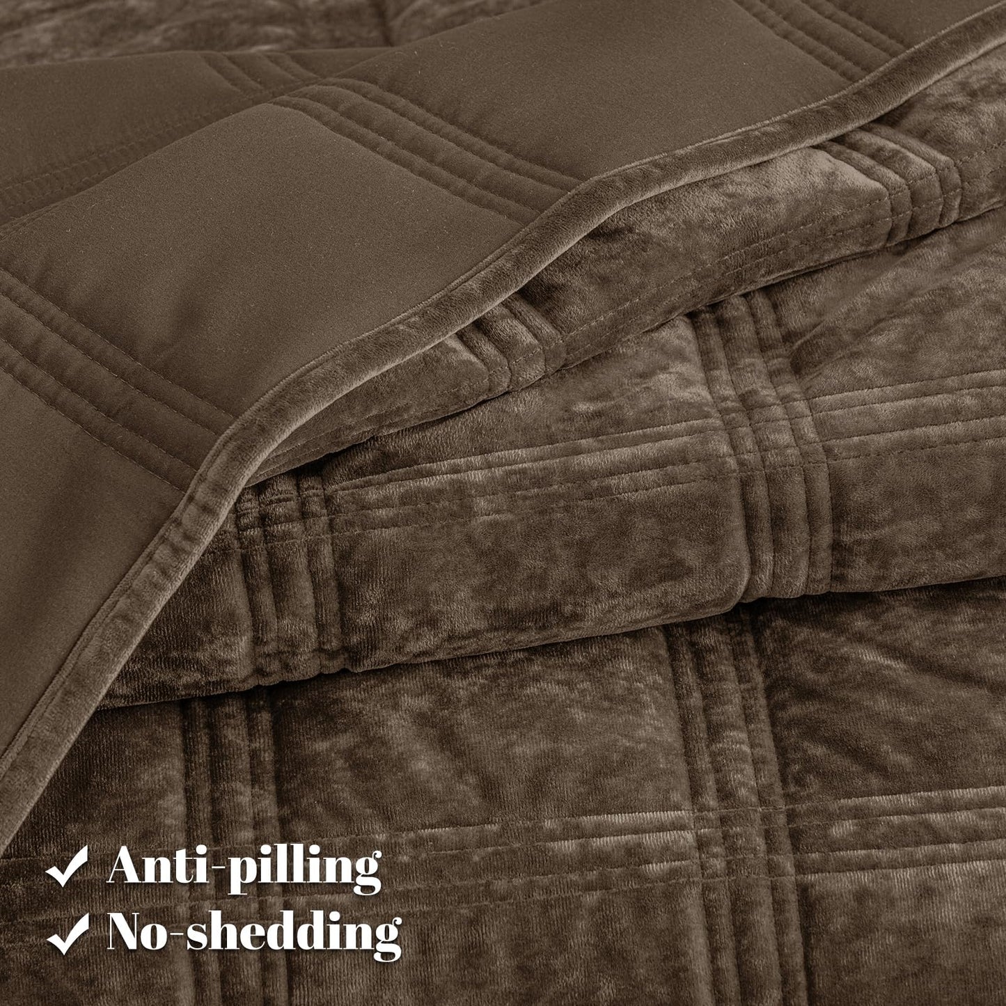 PHF Ultra Soft Velvet Quilt Set Queen Size – 3PCS Luxurious Cozy Quilted Comforter Alternative with Diamond Pattern, Warm Quilted Bedspread Coverlet, 90" x 92", Cub