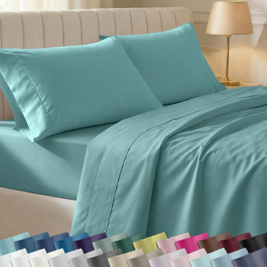 California Design Den Soft 100% Cotton Sheets Queen Size Set, 400 Thread Count Good Housekeeping Award Winner, Silky Smooth Sateen Weave with Deep Pockets, Durable Cotton Bed Sheet Set - Teal
