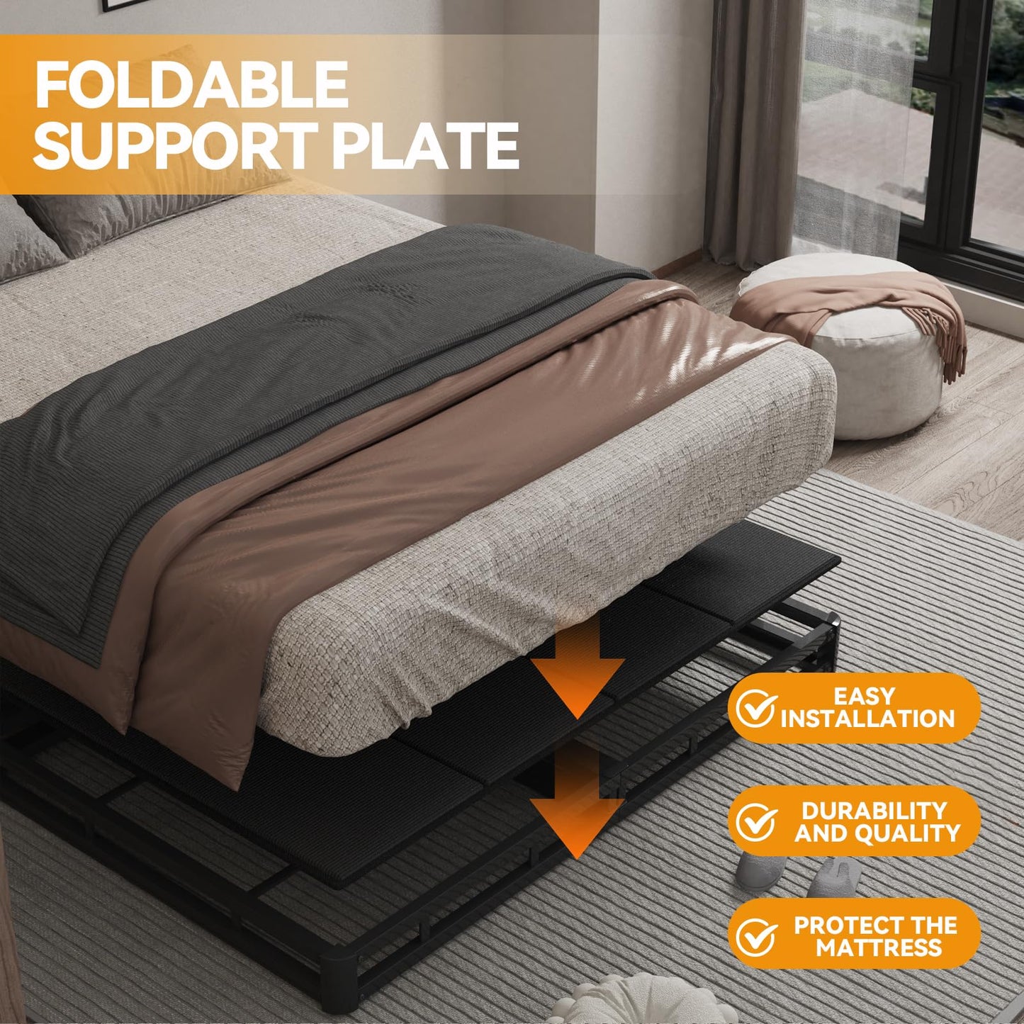 BBX-G 54x75''Folding Box Spring,Universal Sleep Sofa Support Plate with Anti Collapse Design