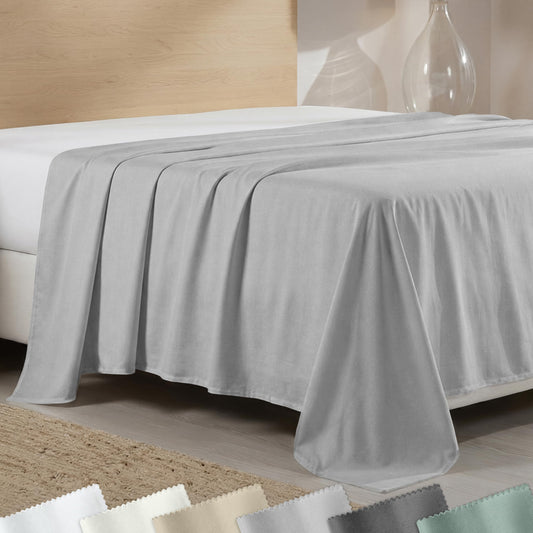 California Design Den King Size Flat Sheet, 400 Thread Count 100% Cotton Sateen Flat Bed Sheets Only - Light Grey