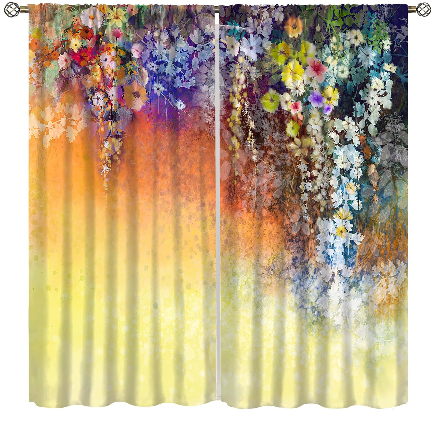 VUMIVI Bohemian Floral Curtains Floral Leaf Silhouettes Modern Romantic Style Plant Print Rod Pocket Window Treatments for Bedroom Kitchen Living Dining Apartment Dorms Cafe 42" W X 44.5" L