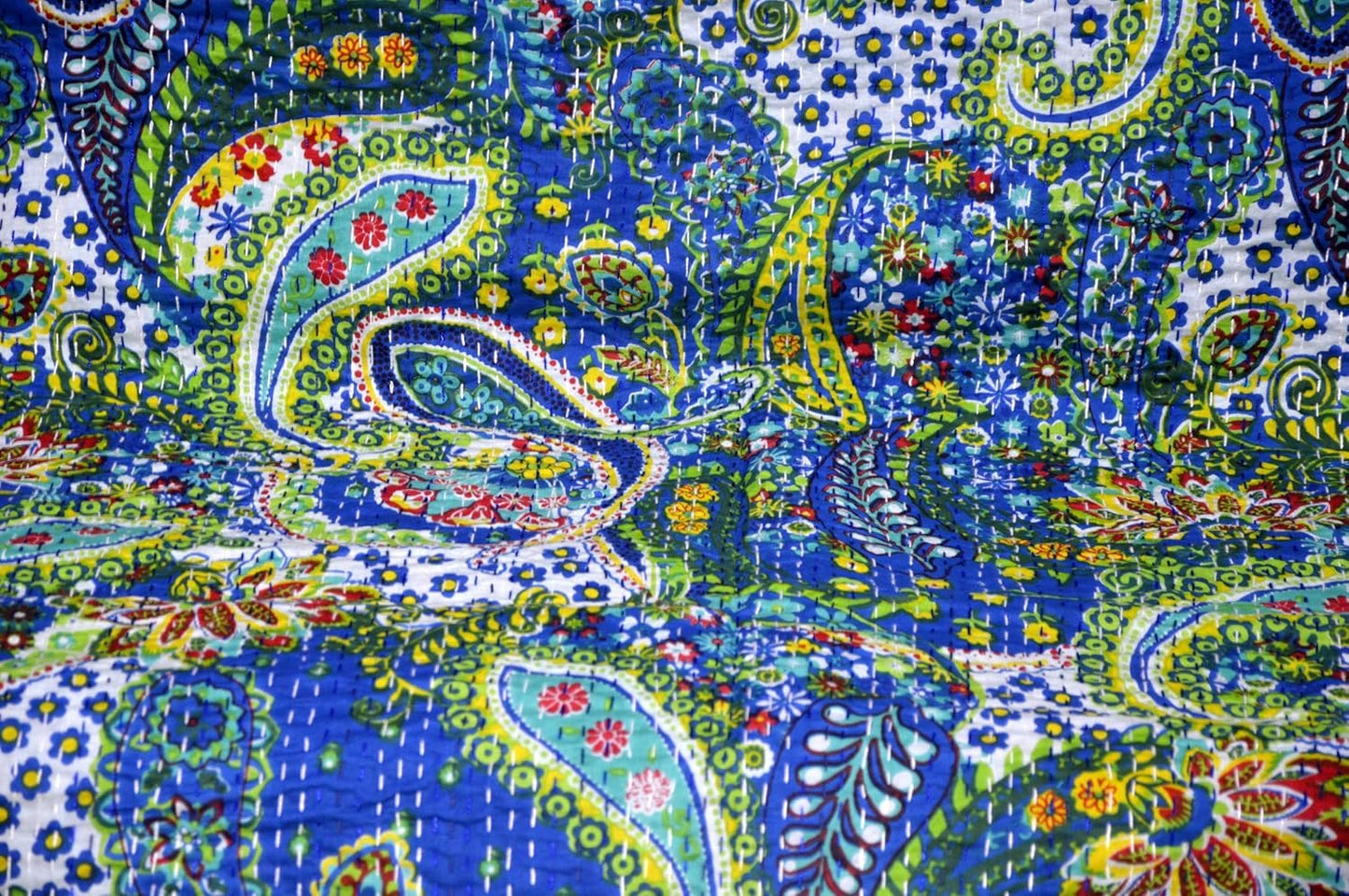 Arprani Indian Vintage Kantha Quilt Set Handmade Cotton Throw Blanket Bedspread gudari Paisley Bohemian bedspreads Boho Queen Size Quilt