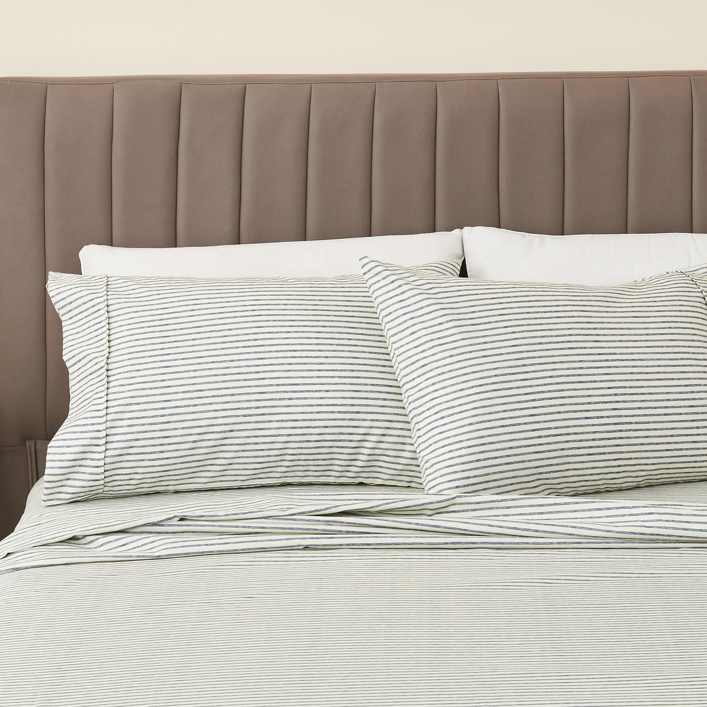 Great Bay Home Twin Size Stripe Microfiber Sheet Set - 3-Piece Ultra-Soft Bedding Sheets & Pillowcases - Wrinkle Free, Comfortable, All-Season Bed Sheets (Blue)