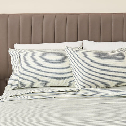 Great Bay Home Twin Size Stripe Microfiber Sheet Set - 3-Piece Ultra-Soft Bedding Sheets & Pillowcases - Wrinkle Free, Comfortable, All-Season Bed Sheets (Blue)