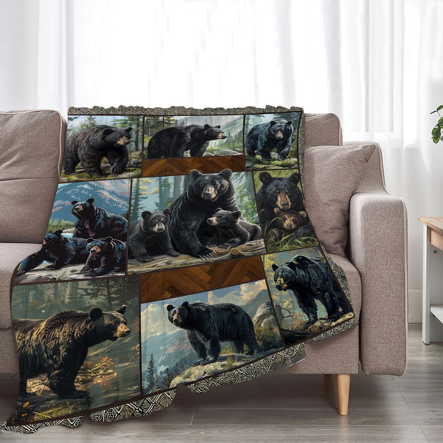 Baegopa Black Bear Blanket Wild Animal Throw Blanket Cozy Plush Fleece Flannel Bear Blankets Lightweight Fuzzy Party Gifts for Girls Boys Women Men 50"X40"