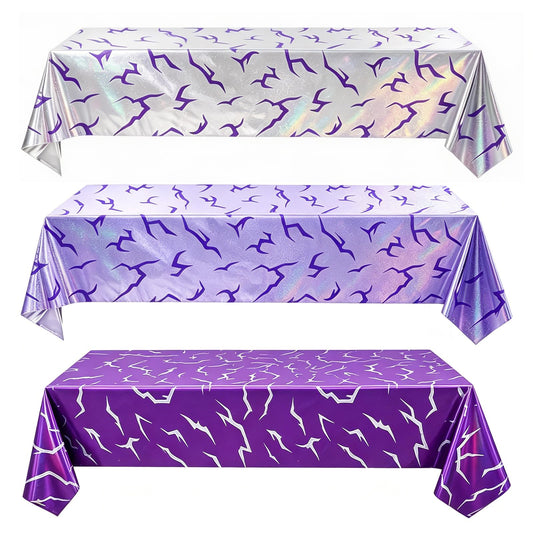 Luxe Louise Birthday Tablecloth Decorations Disposable Table Cloth Waterproof Rectangle Table Cover Plastic Table Cover for Party Decors (Lightning)