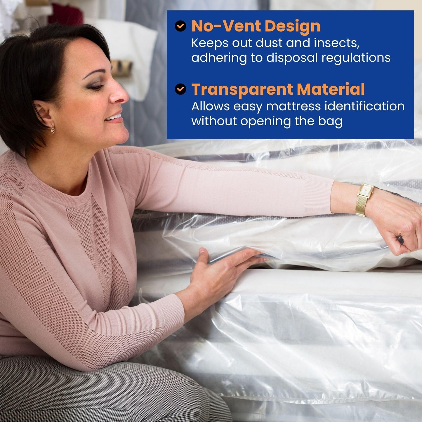VICMORE 3mil Heavy-Duty Plastic Mattress Bag for King/Cal King Size – Tear-Resistant Mattress Protector Cover for Moving & Storage, Transparent & Easy Fit