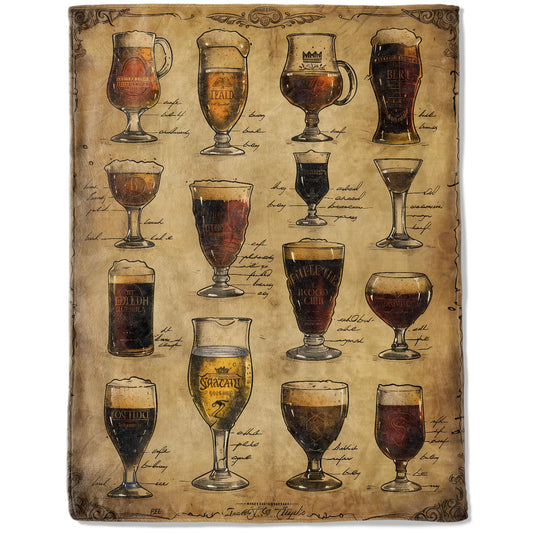 ainori Vintage Beer Glasses Flannel Blanket - Lightweight Soft Cozy Unique Gifts Blankets for Women,Rustic Bar Art Throw,Man Caves Lovers,Home Room Modern Retro Decor 50x60in