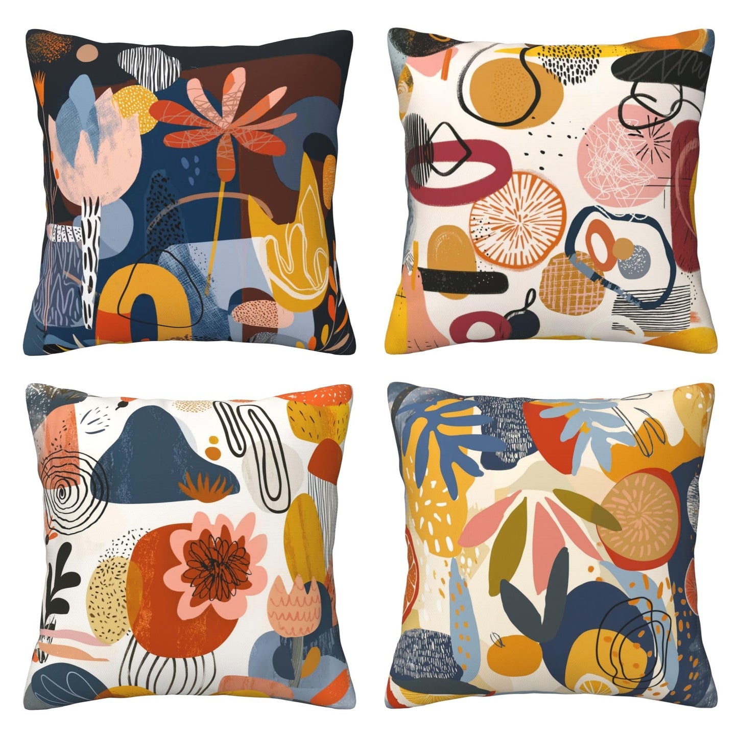 Zntuv Abstract Art Throw Pillow Covers 18 X 18 Inch Set of 4 Decorative Cushion Cover Home Decor for Sofa Chair Couch Bedroom Living Room