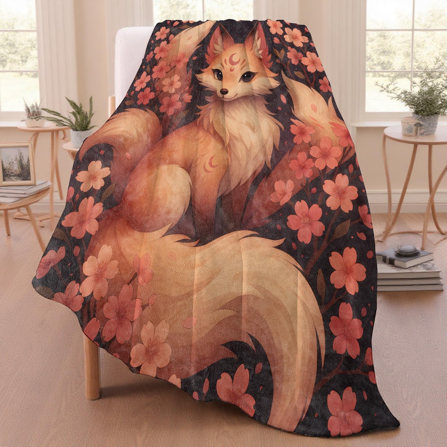 Fox Throw Blanket for Adutls Kids, 50x60 in, Cozy Soft Warm Fleece Blankets Gifts for Couch, Camping, Hiking Decor