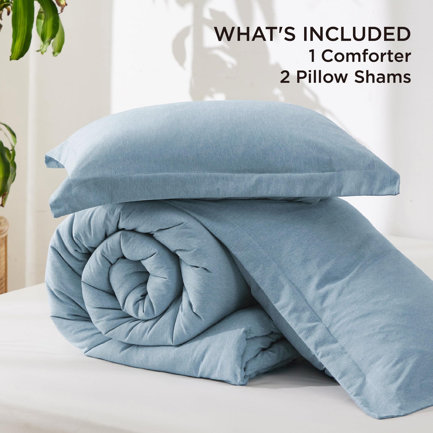 Bedsure Queen Comforter Set - Storm Blue Soft Bedding for All Seasons, Cationic Dyed Bed Set, 3 Pieces, 1 Queen Size Comforter (90"x90") and 2 Pillow Shams (20"x26"+2")