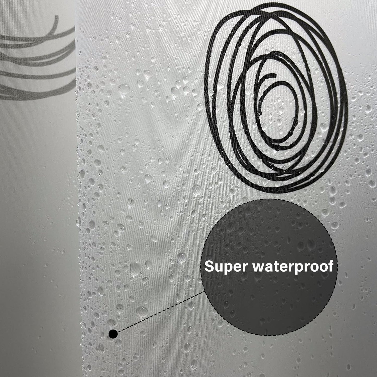 Myratts Plastic Shower Liner - Premium EVA 6G Thickened Shower Curtain Liner with Rustproof Grommets and 3 Weighted Magnets, Waterproof Shower Curtain for Bathroom(Black Circle)
