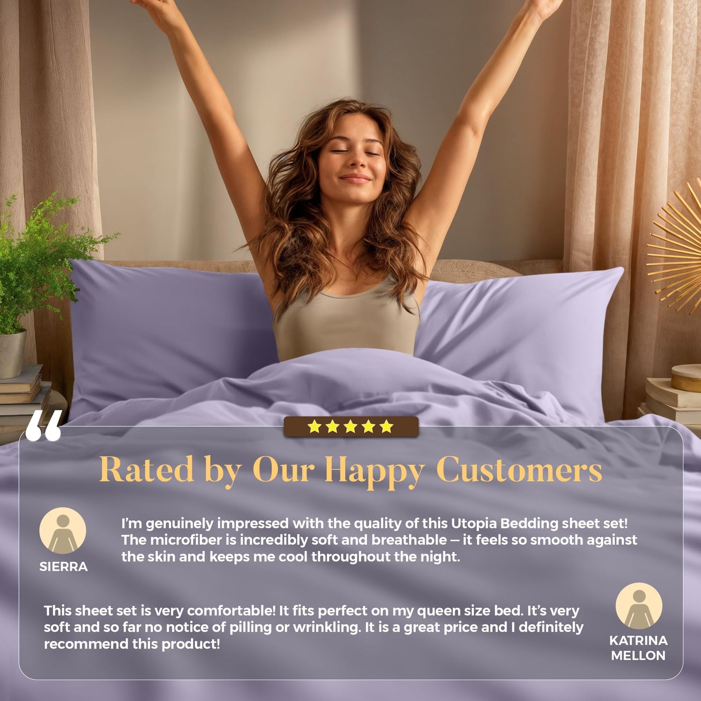 Utopia Bedding Twin Sheet Set – 3 Piece Bed Sheets for Twin Size Bed, Soft and Breathable Microfiber, Includes 1 Fitted Sheet, 1 Flat Sheet and 1 Pillowcase – Oeko Tex (Lavender)