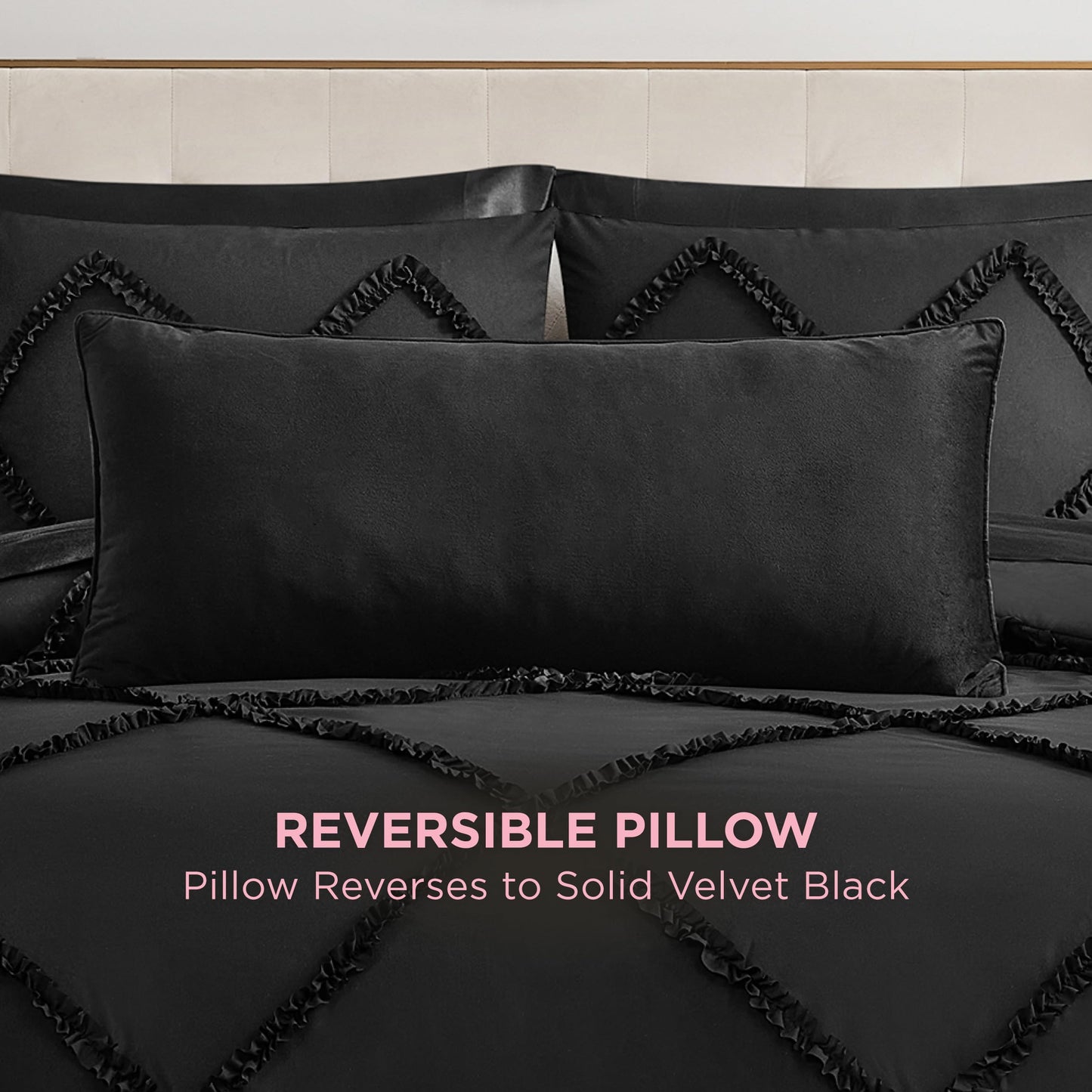 Juicy Couture Silver Rhinestone Decorative Pillow - Premium Throw Pillow - Living Room and Bedroom Décor - Hannah 16" x 36", Black Velvet