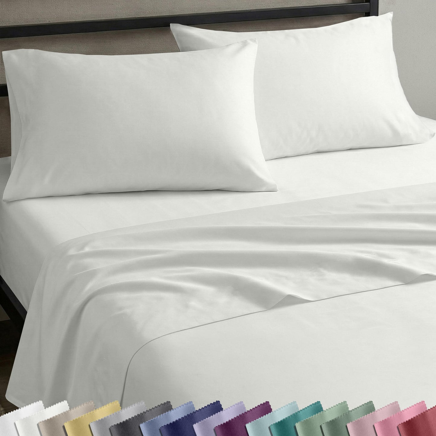 California Design Den Deep Pocket Queen Sheets Set - Natural 100% Cotton Sheets Queen Size Bed Set, Soft Sateen Weave, Breathable and Durable Bedding Ivory (Eggshell)